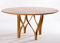 circular dining table in oak