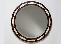 Wall hanging mirror in rosewood & sycamore